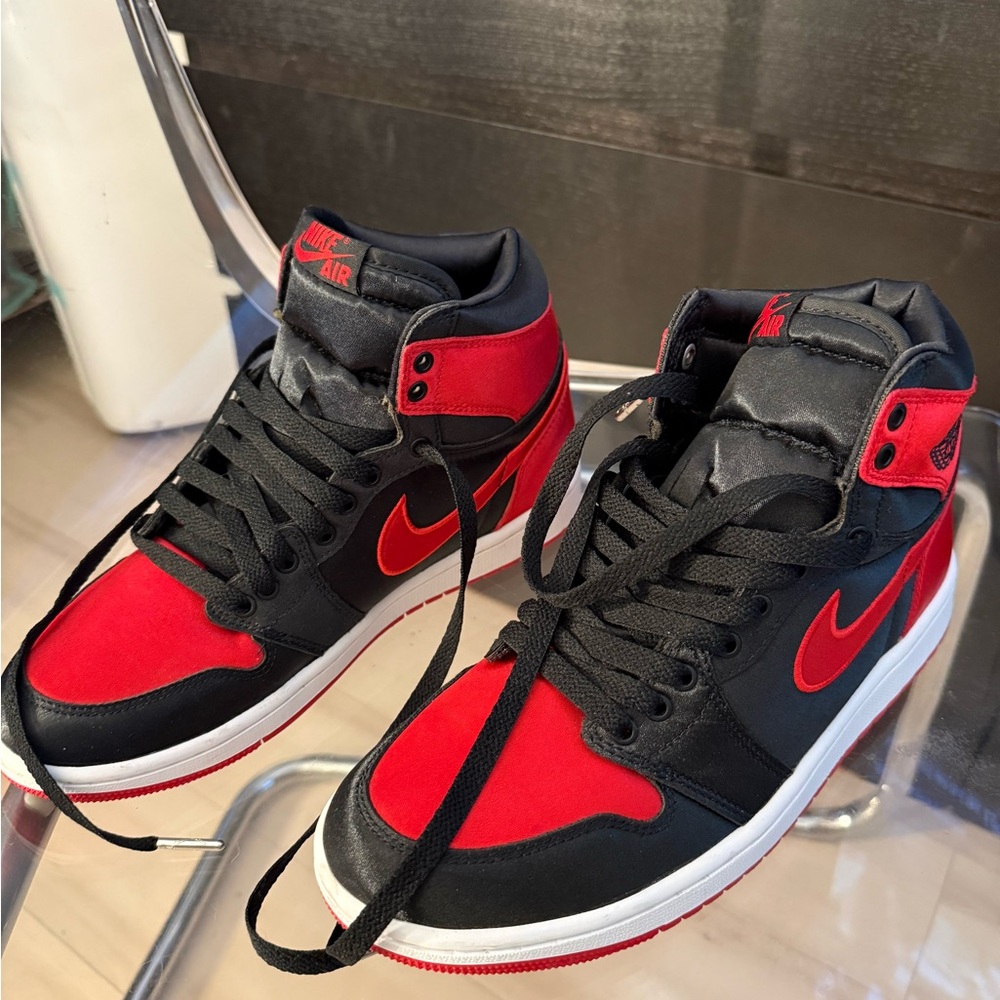 Air Jordan 1 Retro High OG Satin Bred - Women’s 8.5 (red and black) Jordans,Nike